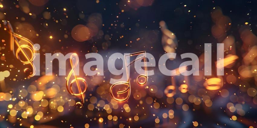 Colorful music notes background with space for your text, Musical Background - Ai Generated