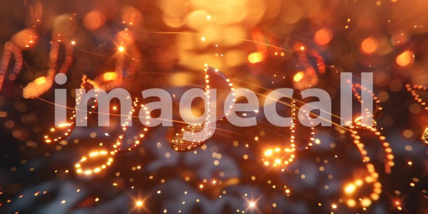 Colorful music notes background with space for your text, Musical Background - Ai Generated