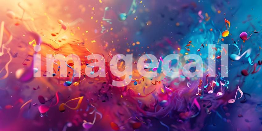 Colorful music notes background with space for your text, Musical Background - Ai Generated