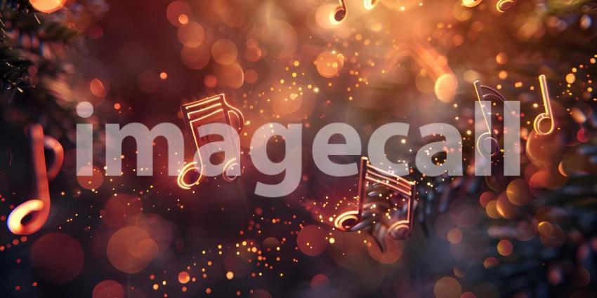 Colorful music notes background with space for your text, Musical Background - Ai Generated