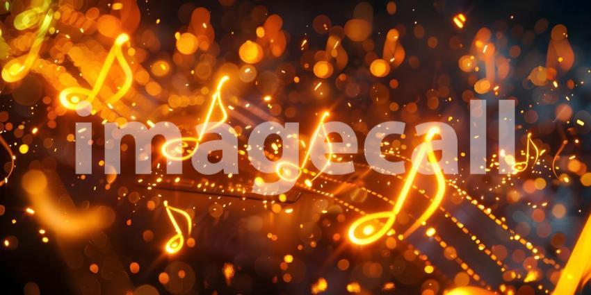 Colorful music notes background with space for your text, Musical Background - Ai Generated