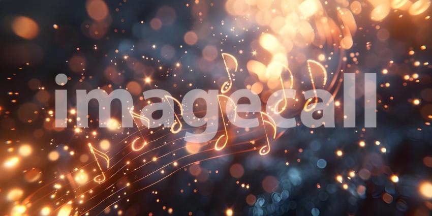 Colorful music notes background with space for your text, Musical Background - Ai Generated