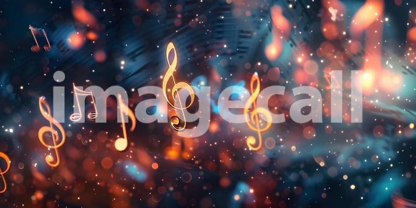 Colorful music notes background with space for your text, Musical Background - Ai Generated