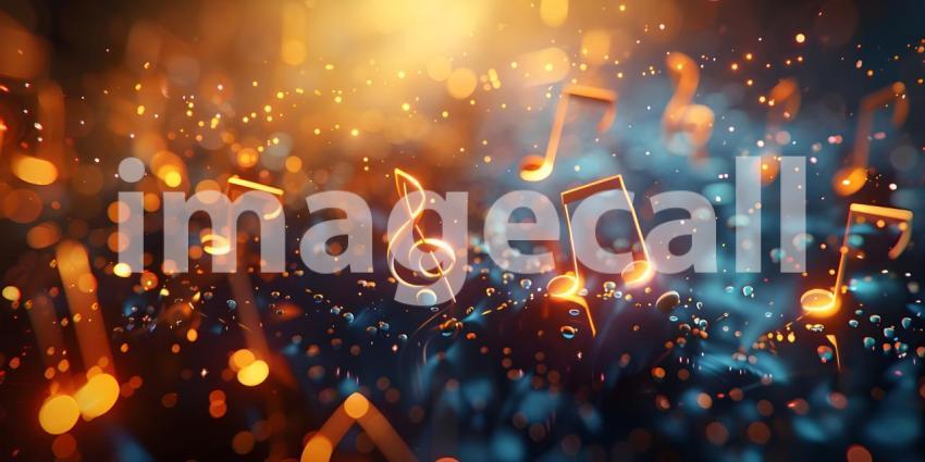 Colorful music notes background with space for your text, Musical Background - Ai Generated