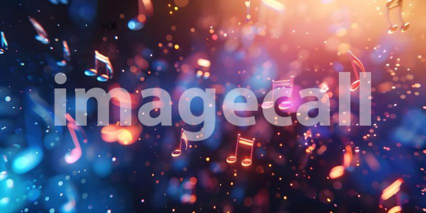 Colorful music notes background with space for your text, Musical Background - Ai Generated