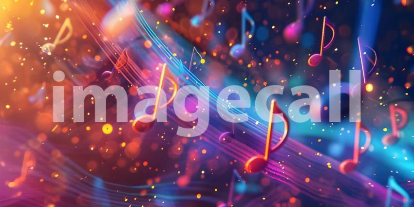 Colorful music notes background with space for your text, Musical Background - Ai Generated