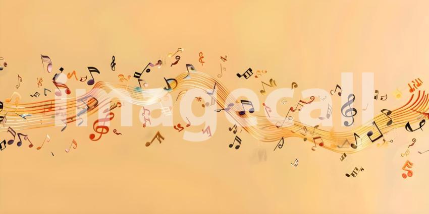 Colorful music notes background with space for your text, Musical Background - Ai Generated