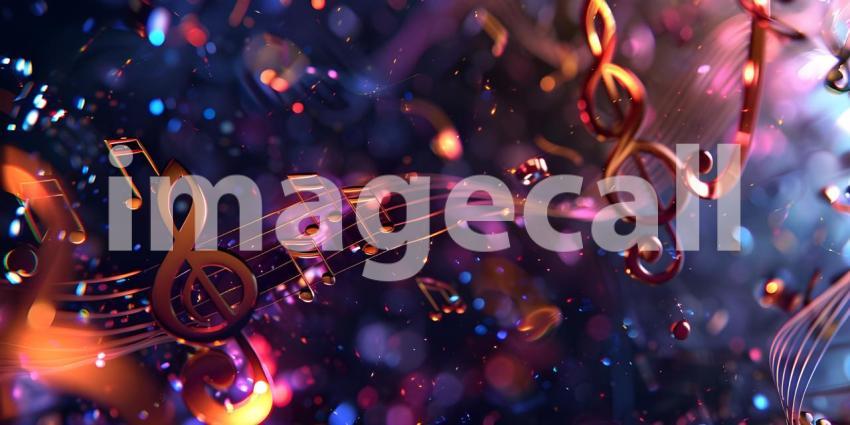 Colorful music notes background with space for your text, Musical Background - Ai Generated