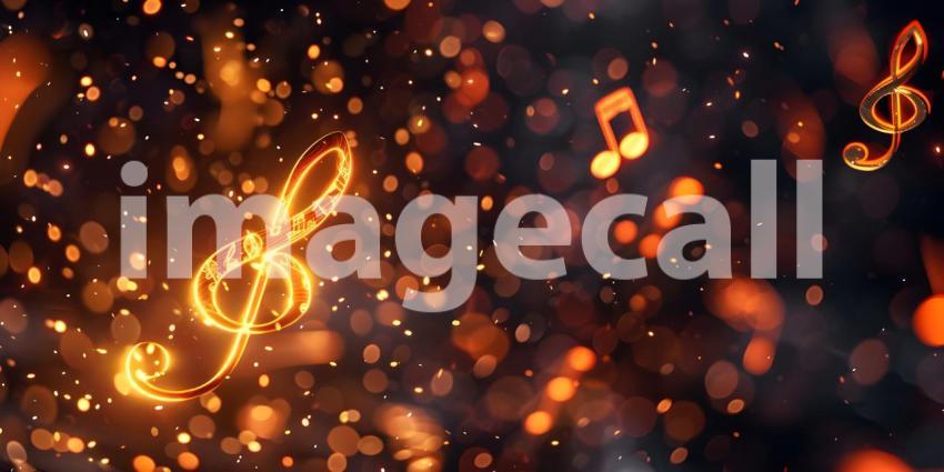 Colorful music notes background with space for your text, Musical Background - Ai Generated