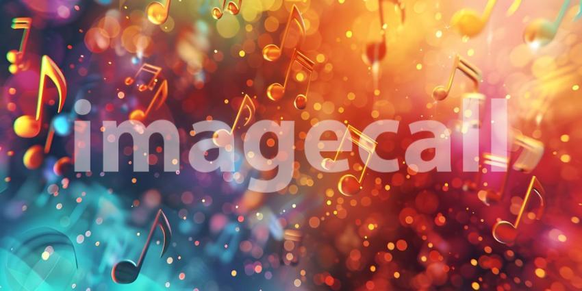 Colorful music notes background with space for your text, Musical Background - Ai Generated