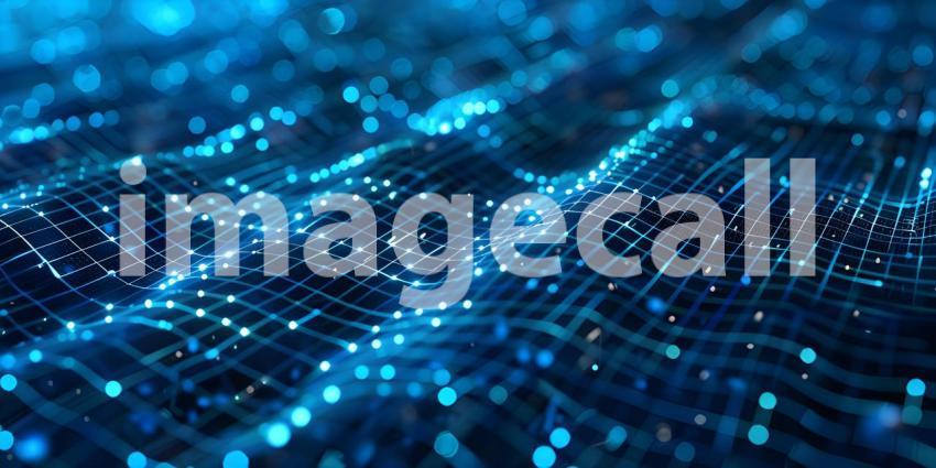 Data technology abstract futuristic illustration. Low poly shape with connecting dots and lines - Ai Generated