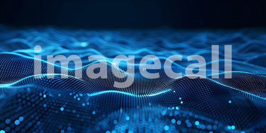 Data technology abstract futuristic illustration. Low poly shape with connecting dots and lines - Ai Generated