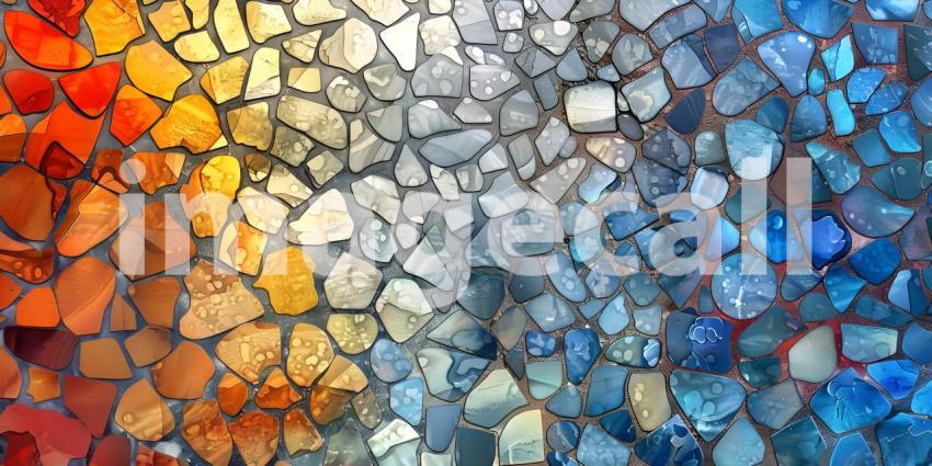 Colorful ceramic mosaic wall texture background. Abstract background and texture for design - Ai Generated