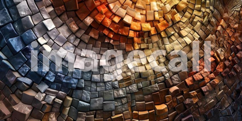 Colorful ceramic mosaic wall texture background. Abstract background and texture for design - Ai Generated