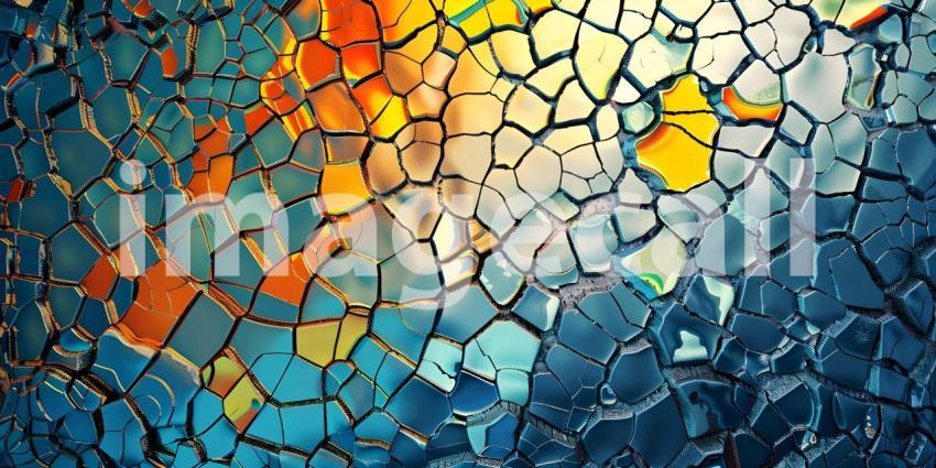 Colorful ceramic mosaic wall texture background. Abstract background and texture for design - Ai Generated