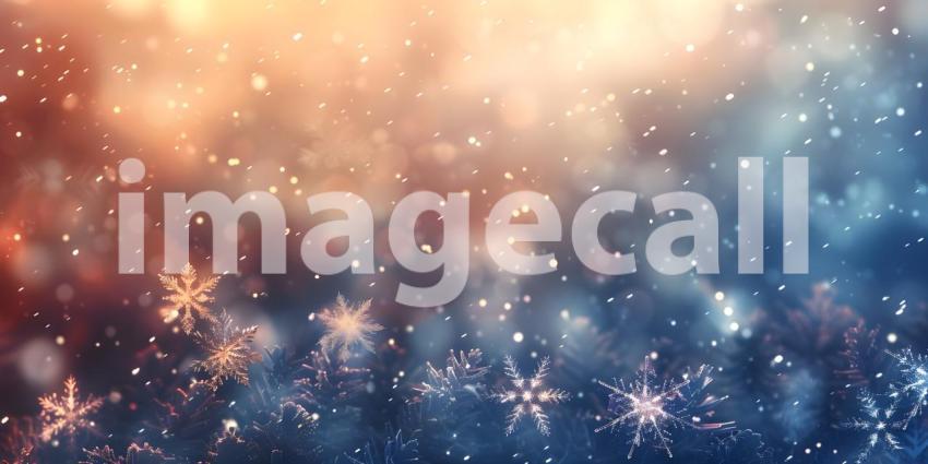 Winter background with snowflakes and bokeh lights, Christmas background - Ai Generated