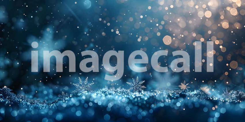 Winter background with snowflakes and bokeh lights, Christmas background - Ai Generated