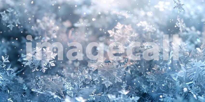 Winter background with snowflakes and bokeh lights, Christmas background - Ai Generated