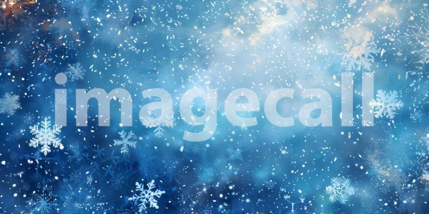 Winter background with snowflakes and bokeh lights, Christmas background - Ai Generated