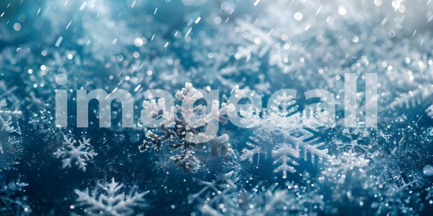 Winter background with snowflakes and bokeh lights, Christmas background - Ai Generated