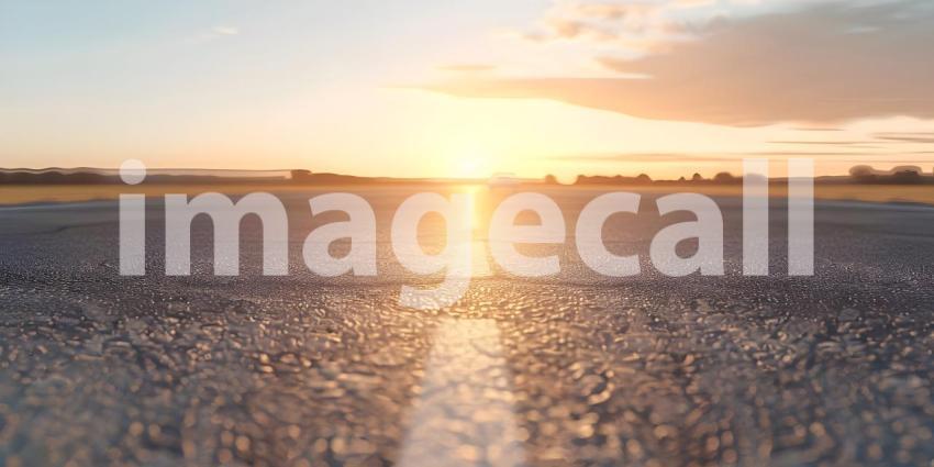 Asphalt road in the evening with a beautiful sunset - Ai Generated
