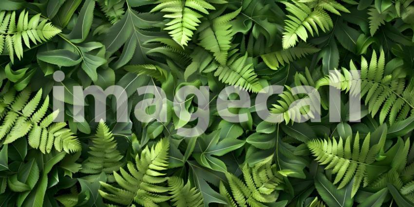 Tropical green leaves background, nature wallpaper - Ai Generated