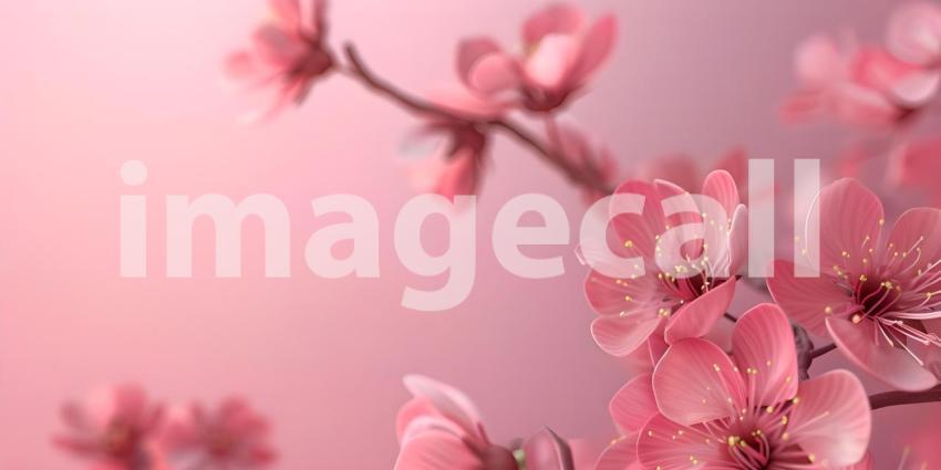 Cherry blossom branch with pink flowers on blurred background, Blooming sakura - Ai Generated