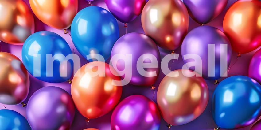 Colorful balloons background, Bunch of colorful balloons flying in the air - Ai Generated