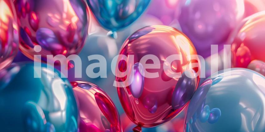 Colorful balloons background, Bunch of colorful balloons flying in the air - Ai Generated