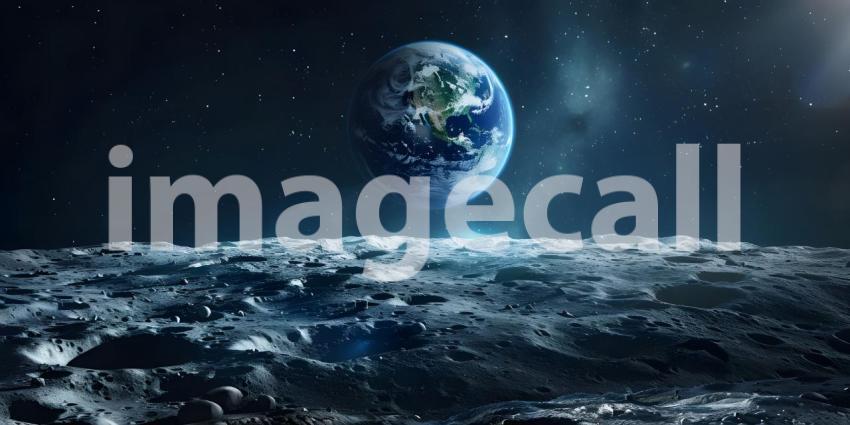 3d rendering of planet earth in space with stars and moon - Ai Generated