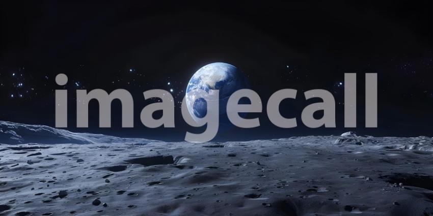 3d rendering of planet earth in space with stars and moon - Ai Generated
