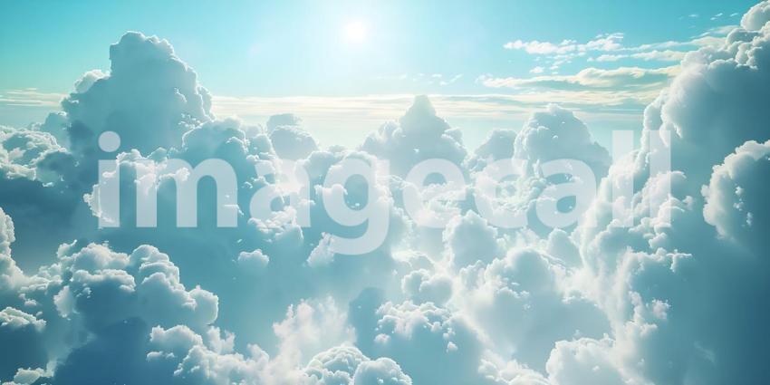 Beautiful aerial view of blue sky with white clouds, Blue sky background with white clouds - Ai Generated