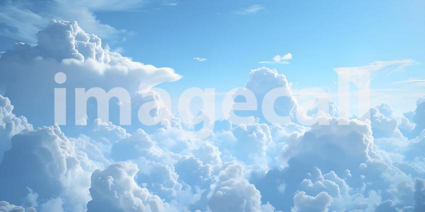 Beautiful aerial view of blue sky with white clouds, Blue sky background with white clouds - Ai Generated