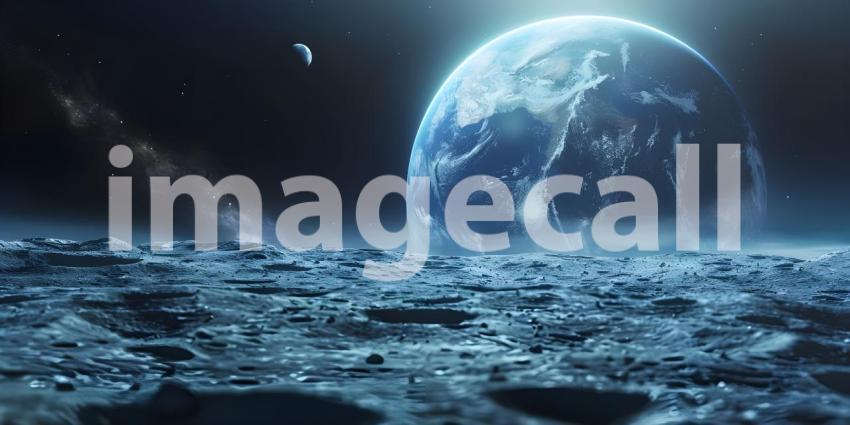 3d rendering of planet earth in space with stars and moon - Ai Generated