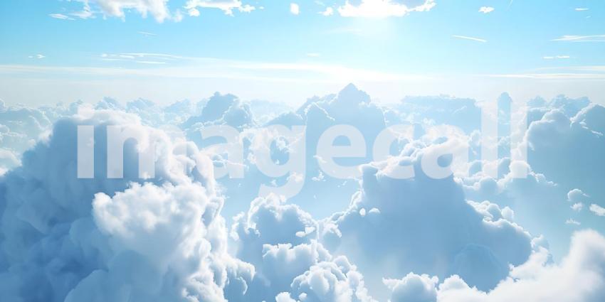 Beautiful aerial view of blue sky with white clouds, Blue sky background with white clouds - Ai Generated