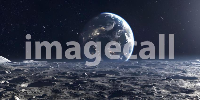 3d rendering of planet earth in space with stars and moon - Ai Generated