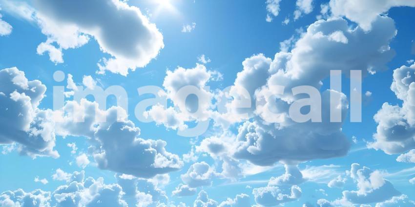 Beautiful aerial view of blue sky with white clouds, Blue sky background with white clouds - Ai Generated