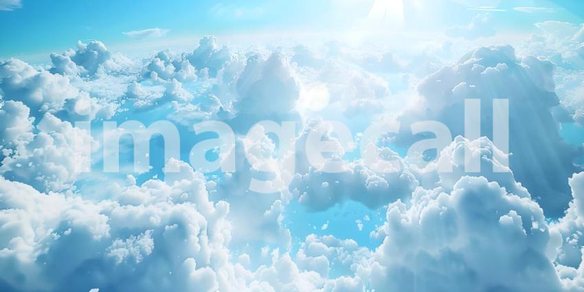 Beautiful aerial view of blue sky with white clouds, Blue sky background with white clouds - Ai Generated