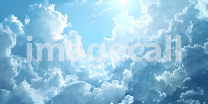 Beautiful aerial view of blue sky with white clouds, Blue sky background with white clouds - Ai Generated