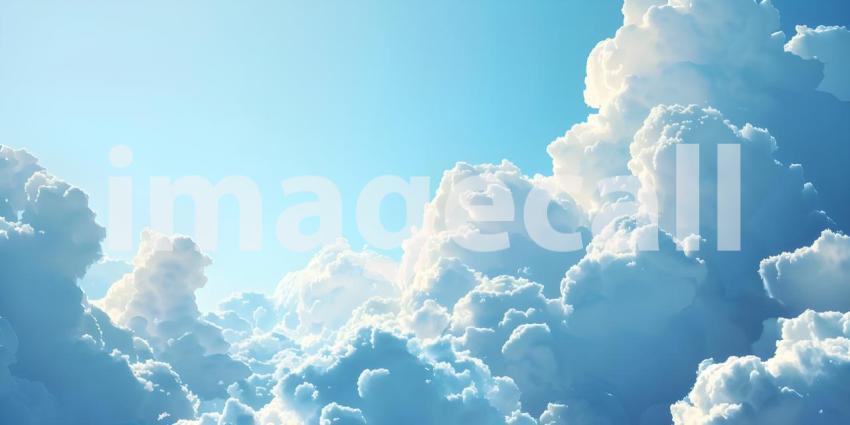 Beautiful aerial view of blue sky with white clouds, Blue sky background with white clouds - Ai Generated