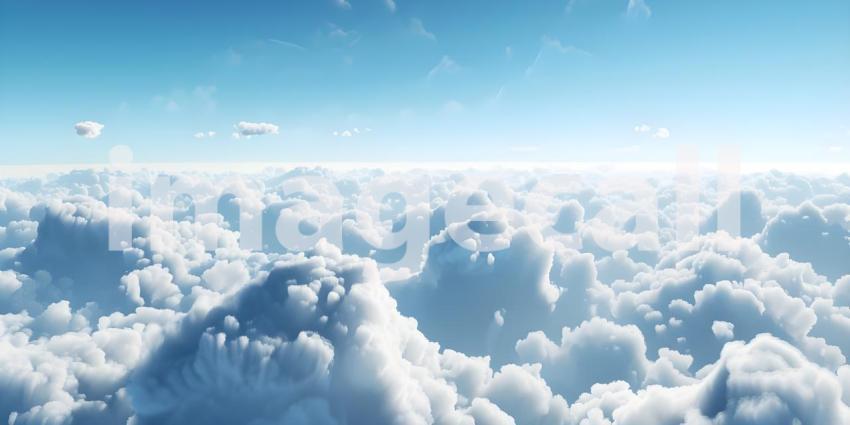 Beautiful aerial view of blue sky with white clouds, Blue sky background with white clouds - Ai Generated