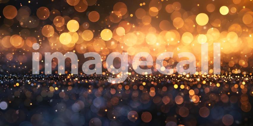 Golden glitter vintage lights background, Gold and black, de focused - Ai Generated