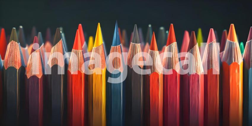 Pencils of different colors on a white background close-up Background - Ai Generated