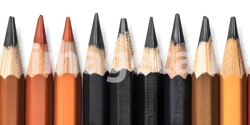 Pencils of different colors on a white background close-up Background - Ai Generated