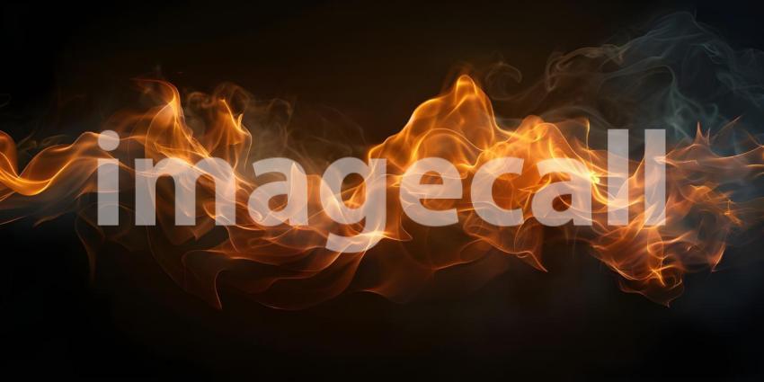 Fire flames isolated on black background, Abstract fire flames on black background - Ai Generated