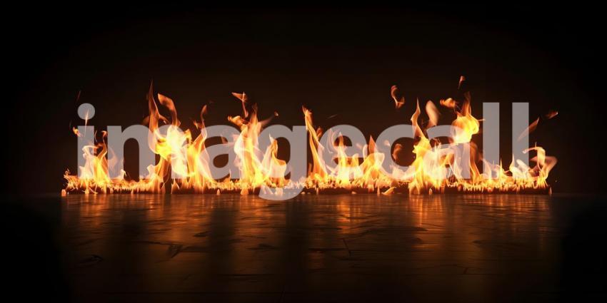 Fire flames isolated on black background, Abstract fire flames on black background - Ai Generated