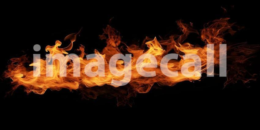 Fire flames isolated on black background, Abstract fire flames on black background - Ai Generated