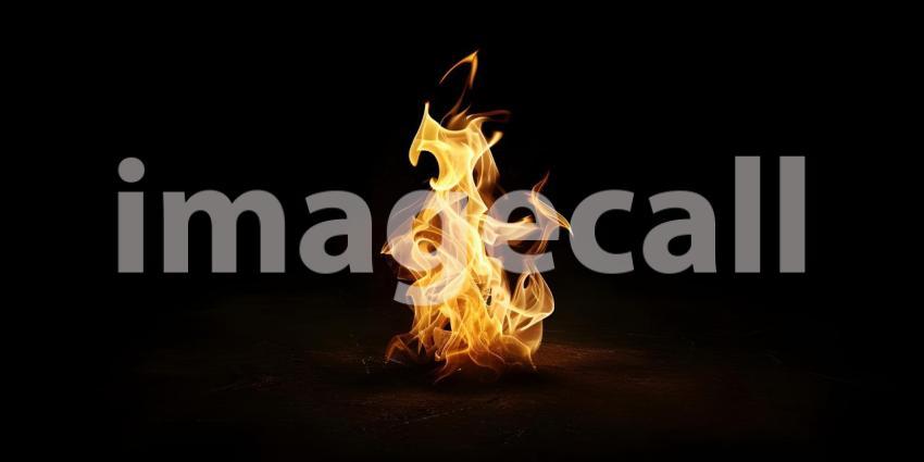 Fire flames isolated on black background, Abstract fire flames on black background - Ai Generated