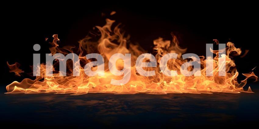 Fire flames isolated on black background, Abstract fire flames on black background - Ai Generated
