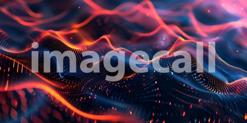 3d illustration of abstract background with dynamic waves, lines and particles - Ai Generated